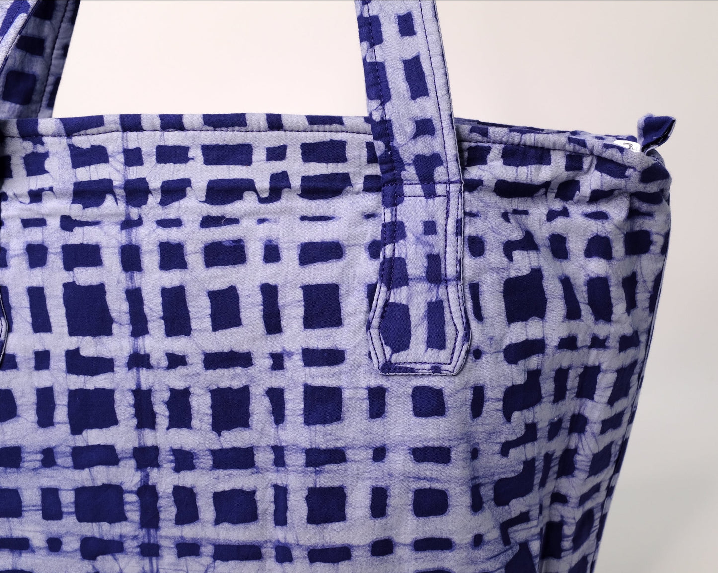 Organic Study Bag in Plaid and Navy fabric